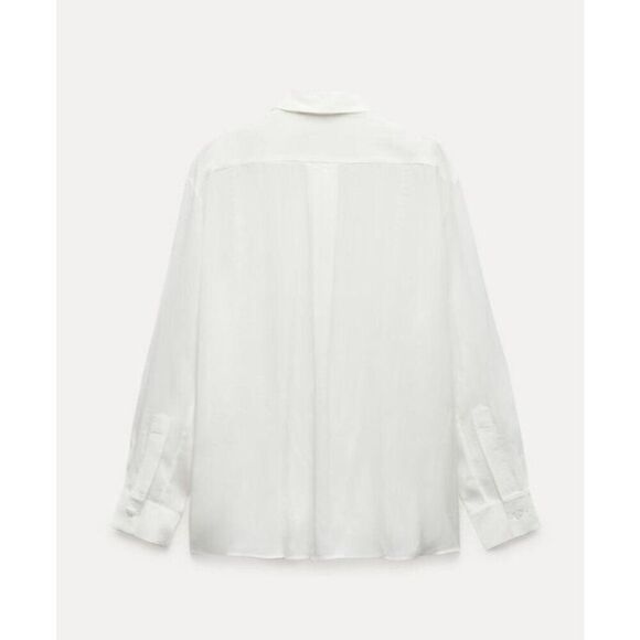 Zara Womens Button Up Shirt Size S White Lace Long Sleeve 2903/040 NWT - Picture 4 of 12